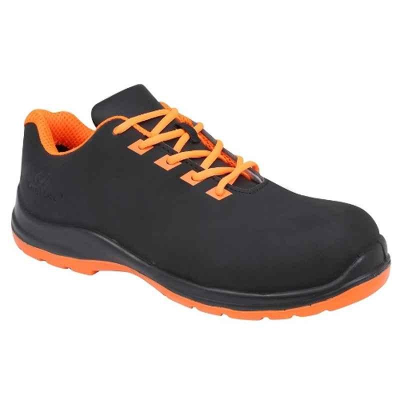 Vaultex UGR Leather Black & Neon Orange Safety Shoes, Size: 42