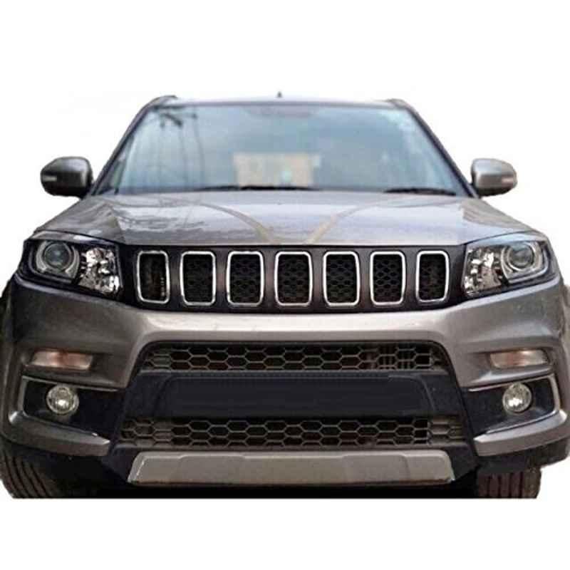 Modified Autos Abs Black with Chrome Rings In Middle Front Grill for Maruti Suzuki Vitara Brezza Jeep Compass Type