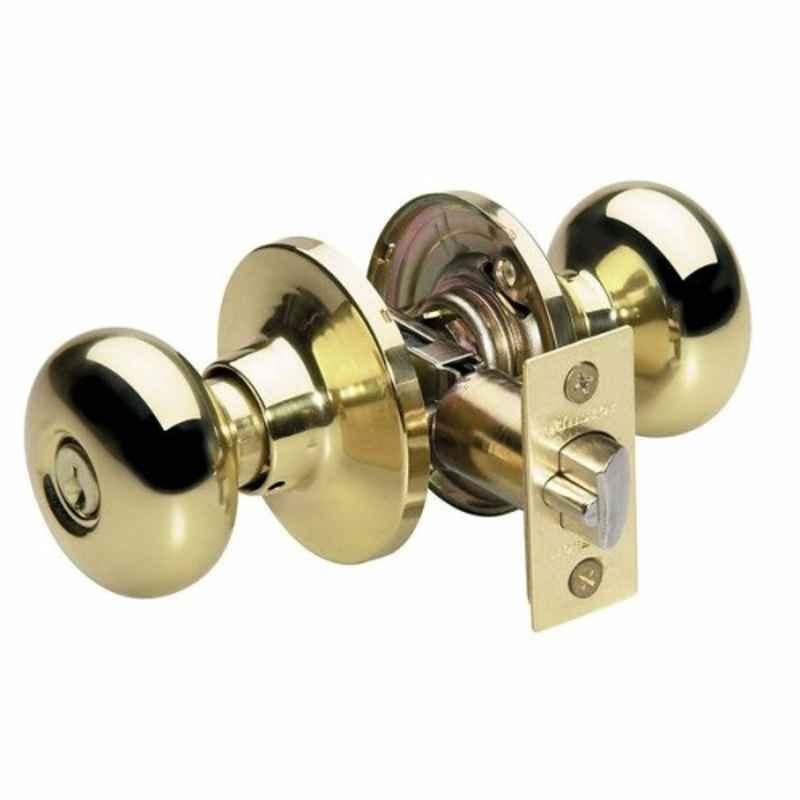 Master Lock 60-70mm Brass Polished Brass Keyed Entry Door Knob, MLBCO0103