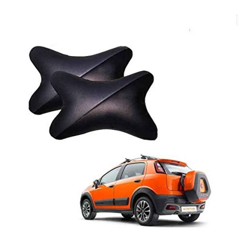 Kozdiko 2 Pcs Memory Foam Grey & Black Car Neck Rest Cushion Pillow Set for Fiat Avventura
