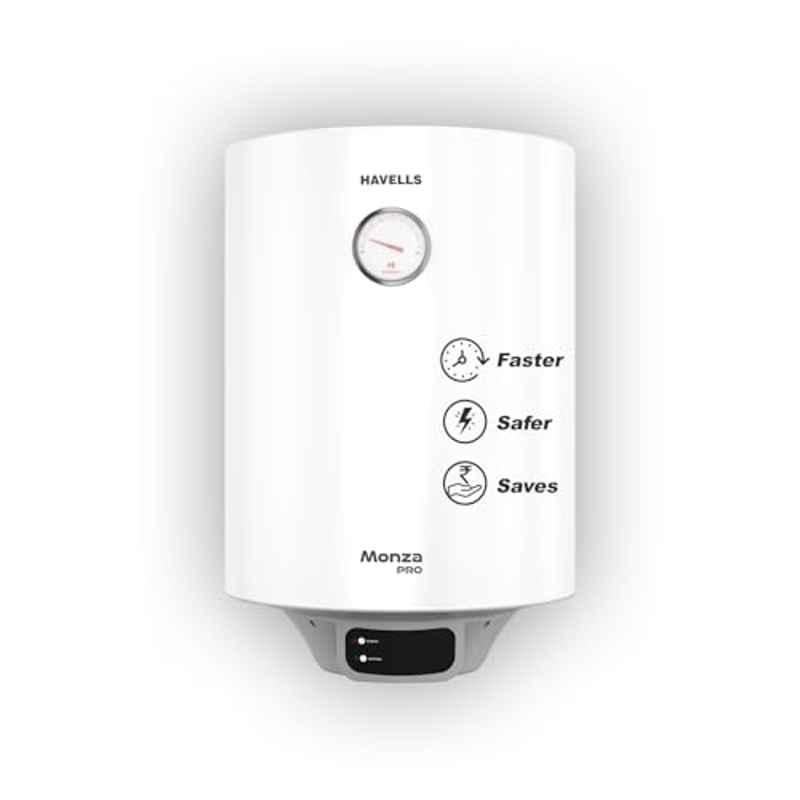 Havells Monza Pro 10 Litre 2000W Metal White & Grey 4 Star Storage Water Heater