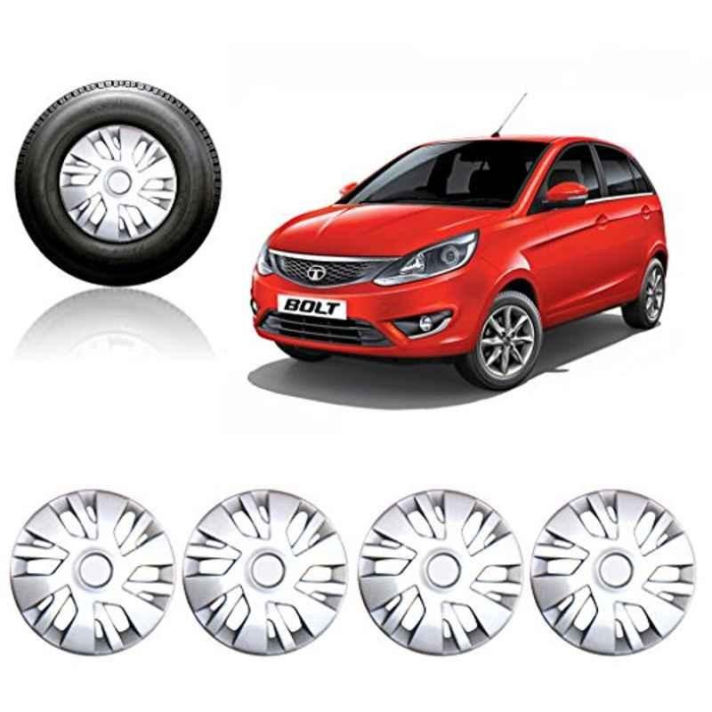 Auto Pearl 4 Pcs 14 inch Silver Wheel Cover Cap Set for TATA Bolt
