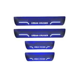 Car Accessories Hub 4 Pcs Acrylic Black Sill Scuff Plate Set with Blue LED for Toyota Urban Cruiser All Model