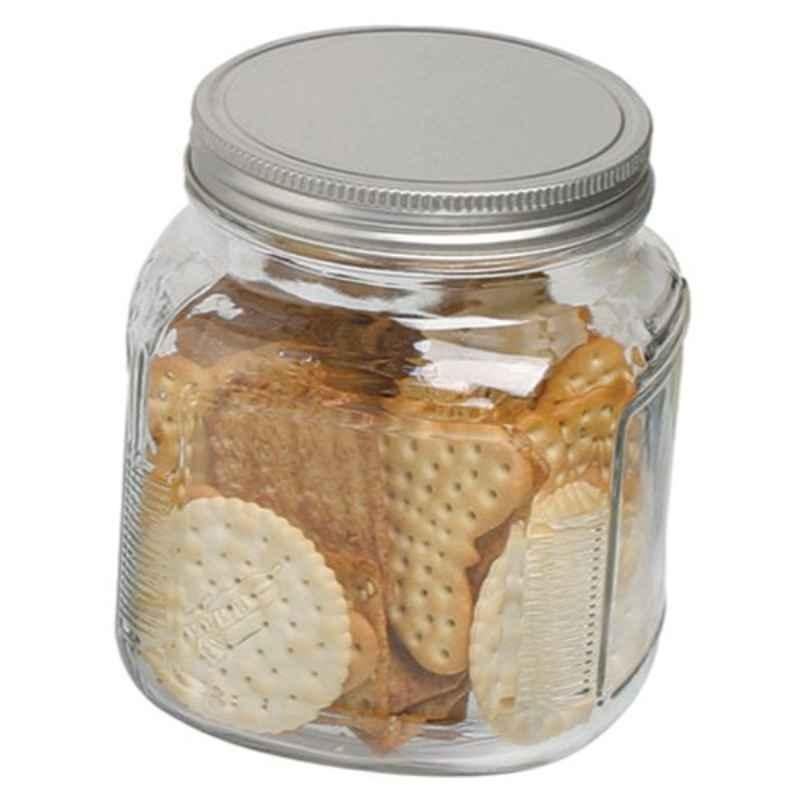 Anchor Hocking 32Oz Clear Cracker Jar With Brushed Aluminum Lid, 85812R
