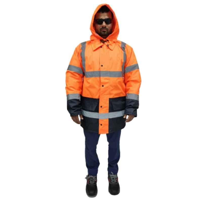 Taha Polyester Flor Orange & Blue Parka Jacket, GL-05, Size: XL