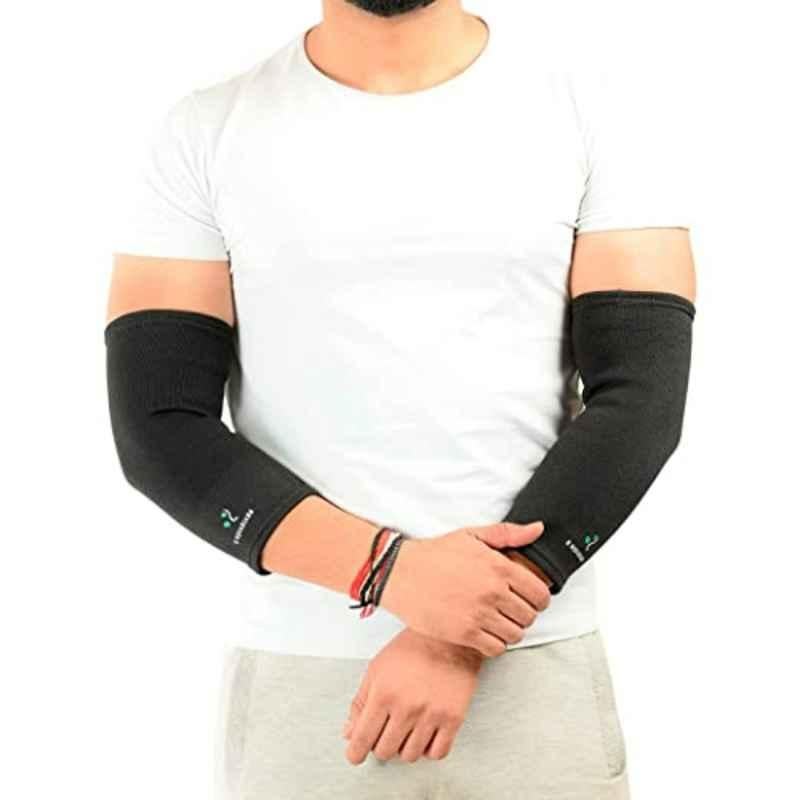 K Squarians Neoprene Black Elbow Sleeves Band, 7002, Size: M (Pack of 2)