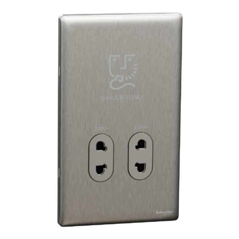 Schneider Electric Unica X 115/230VAC Vertical Stainless Steel Shaver Socket, NUXT727V_SS