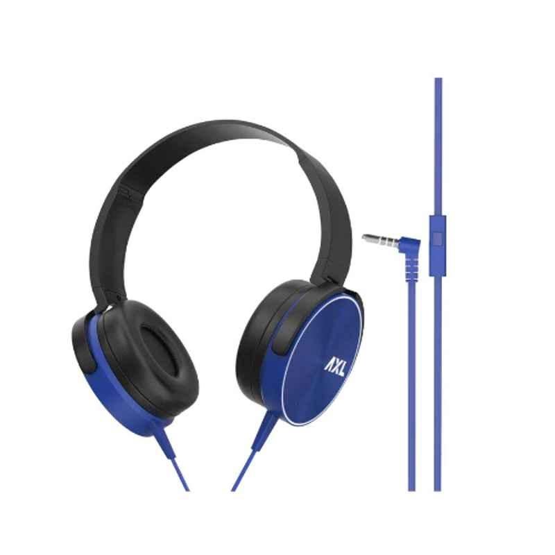 AXL Blue 90 deg Rotable Over Ear Wired Headphone with Mic, AXL-02-Blue