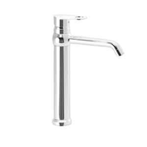 IRIS Brass Chrome Finish Deck Mount Single Lever Tall Basin Mixer with Swivel Spout, Hot & Cold Water