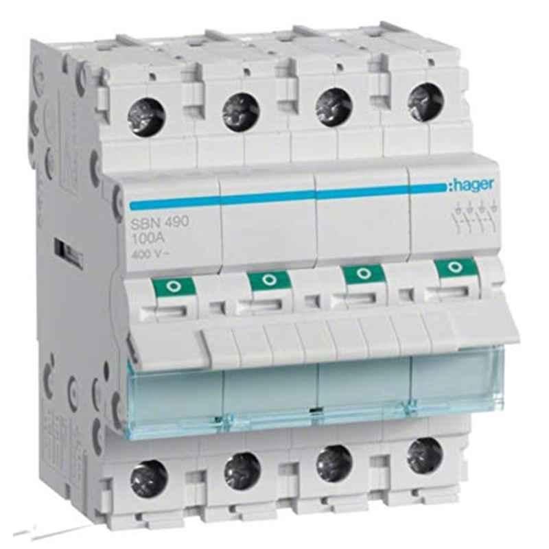 Hager 100A 4 Pole Isolator, SBN490N
