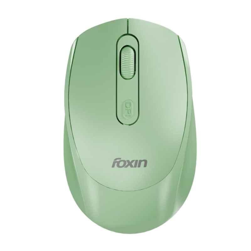 Foxin Flow 1600DPI 2.4 GHz Green Wireless Optical Mouse with Rechargeable Battery & Dual Connectivity for Laptop, MacBook & PC