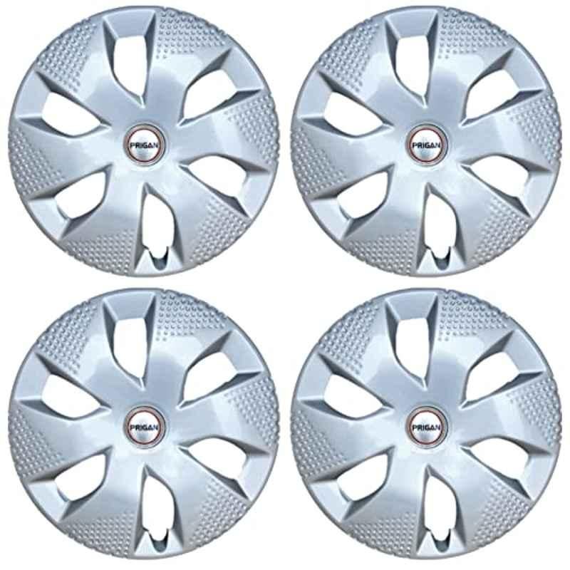 Prigan 4 Pcs 13 inch Polypropylene Silver & Black Wheel Cover Set for Maruti Estilo, K10-Silver-13-Estilo