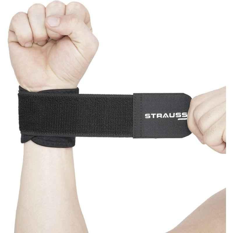 Strauss Free Size Black Neoprene Wrist Support, ST-1038