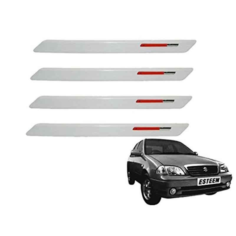 Kozdiko 4 Pcs White & Red Designer Car Bumper Protector Set for Maruti Esteem
