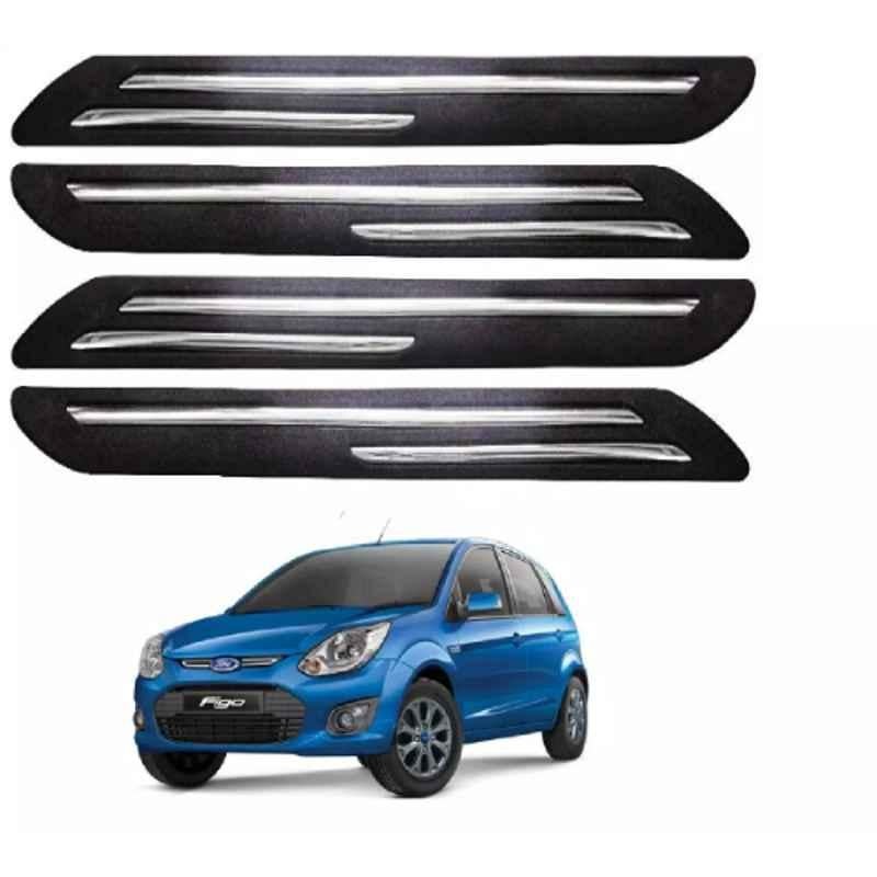 Sca Rubber Car Side Bumper Protector Guard with Double Chrome Strip for Toyota Fortuner Old Model Black Set Of 4, SCA-ACGOBW