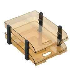 Omega 2 Compartment Plastic Smoke Brown Unbreakable Executive File Tray, 1758/U2