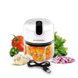Longway Slicer ABS Plastic White Rechargeable Mini Electric Chopper with 250ml Food Grade Bowl