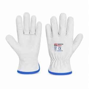 Tungsten Safety Soft Chrome Leather White & Blue Safety Gloves with 1-2mm Thickness, Size: 7