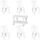 Italica 6 Pcs Polypropylene White Without Arm Chair & White Table with Wheels Set, 9306-6/9509