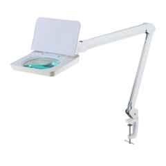 Optike 4X 24W 7.5x6.2 inch White Industrial Magnifying LED Lamp with Articulating Arm & Rectangular Lens, KML9008L