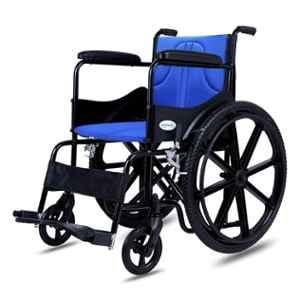 Everactiv Economy 120kg Blue Foldable Wheelchair with Safety Seat Belt & Extra Soft Cushions