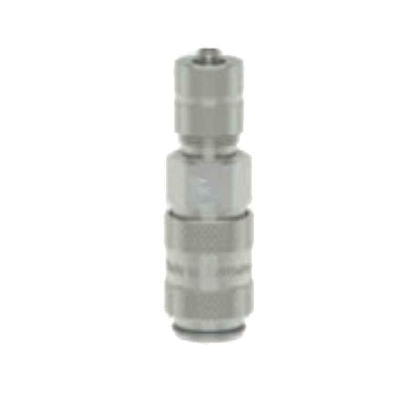 Ludcke 4x6mm Plain ESMC 4 TQAB Double Shut Off Micro Quick Connect Coupling with Hose Squeeze Nut, Length: 32 mm