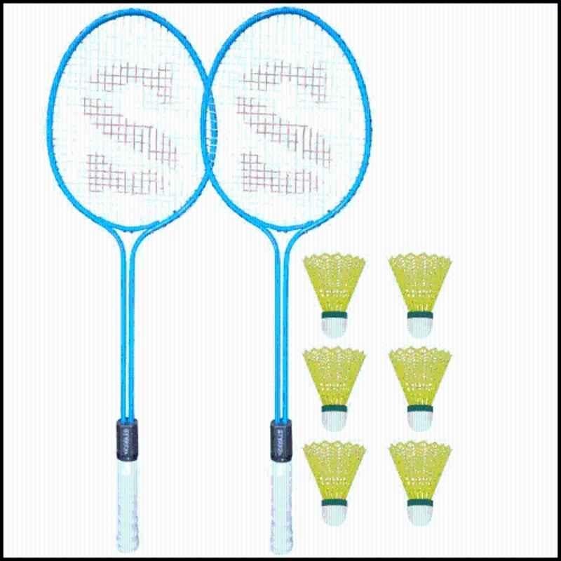 STYRKR Alloy Steel Blue Badminton Racquet Set of 2 Steel Frame with Shuttlecock 6 25 Badminton Kit