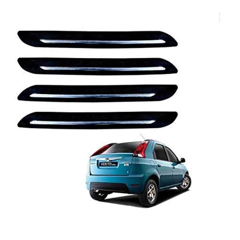 Kozdiko 4 Pcs PVC Black Car Bumper Protector Set with Chrome Strip for Mahindra Verito Vibe