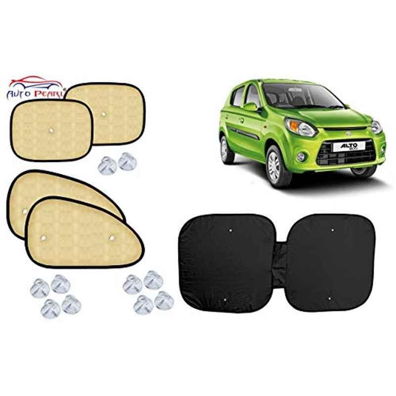 Auto Pearl 5 Pcs PVC & Mesh Beige Window & Front Sun Shade Set for Maruti Suzuki Alto 800 2016