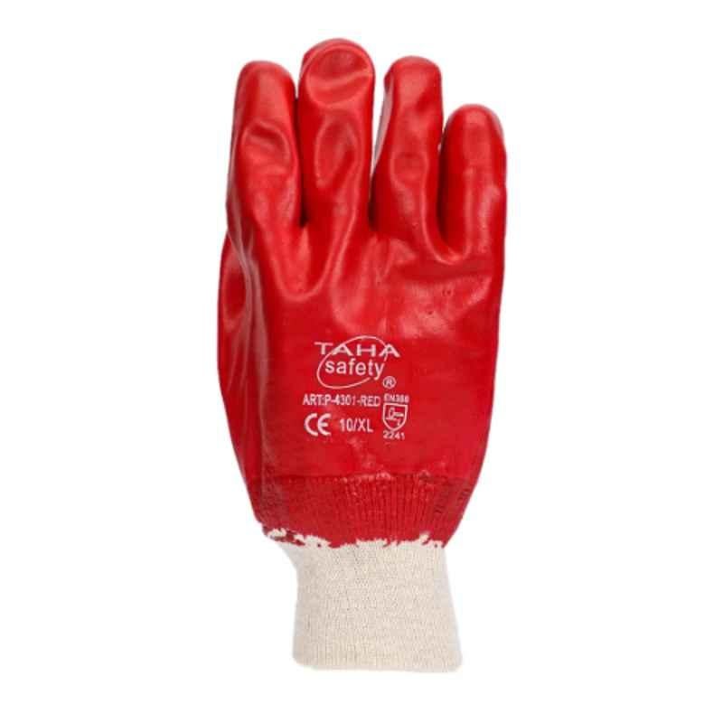 Taha Safety PVC Red Gloves, P 4301, Size:XL