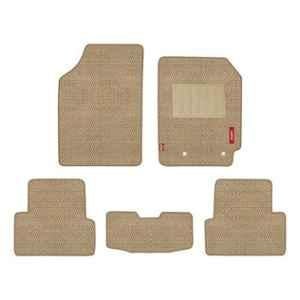 Elegant Popcorn 5 Pcs Polypropylene & Non Woven Beige 2D Car Floor Mat Set for Hyundai Eon