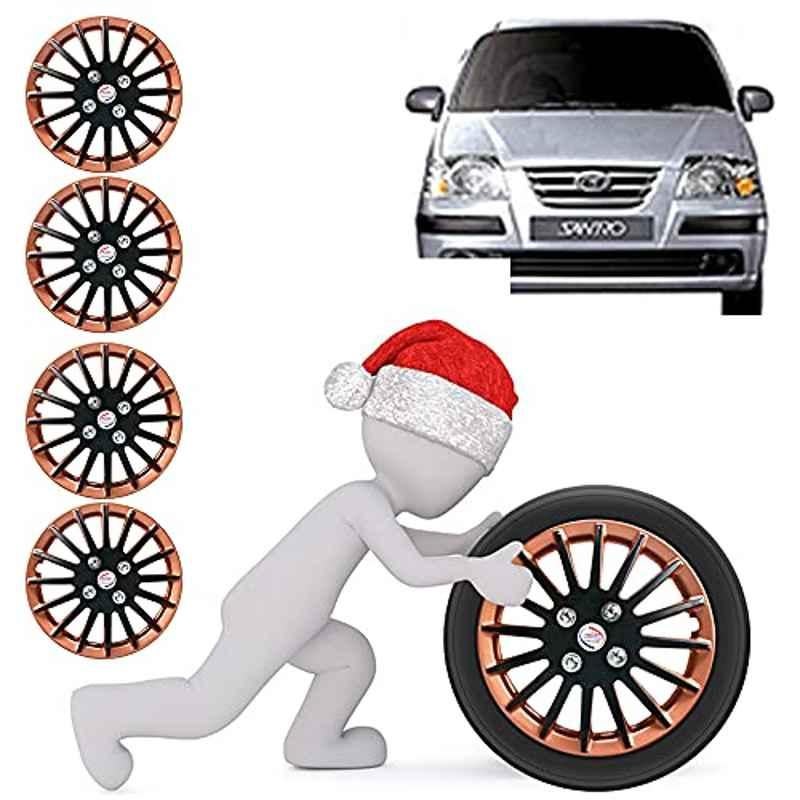 Auto Pearl 4 Pcs 13 inch ABS Camry Copper & Black Car Wheel Cover Set for Hyundai Santro