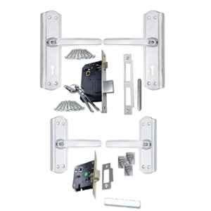 Onjecx 4 Pcs Alloy Steel Chrome Plated Finish Double Stage Mortise Door Lock Set, Onjecx006