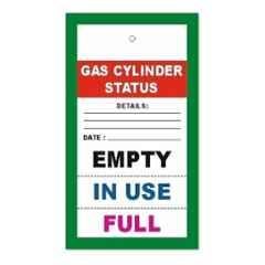 Telly Safety 25 Pcs Cardstock White & Green Empty, in Use & Full with Details Hanging Gas Cylinder Tag Set