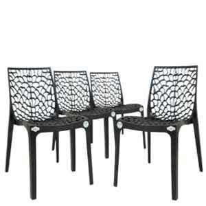 Zidle Spider 4 Pcs Plastic Black Light Weight Chair Set