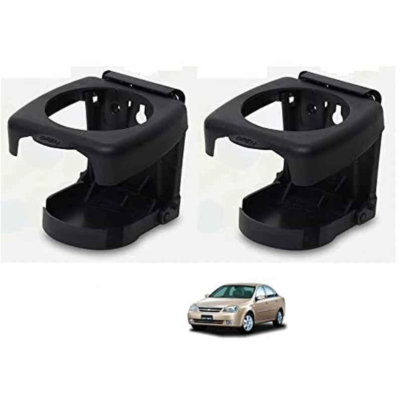 Kozdiko Plastic Black Foldable Drink & Bottle Holder for Chevrolet Optra (Pack of 2)