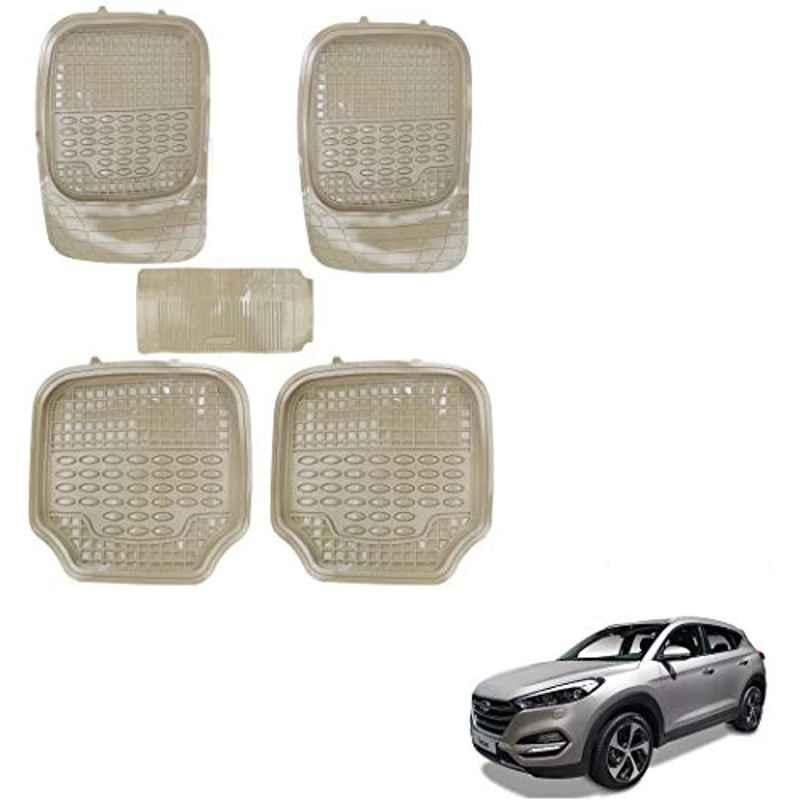 Kozdiko 5 Pcs 4G Beige Rubber & PVC Heavy Car Foot Mat Set for Hyundai Tucson, koz_80989