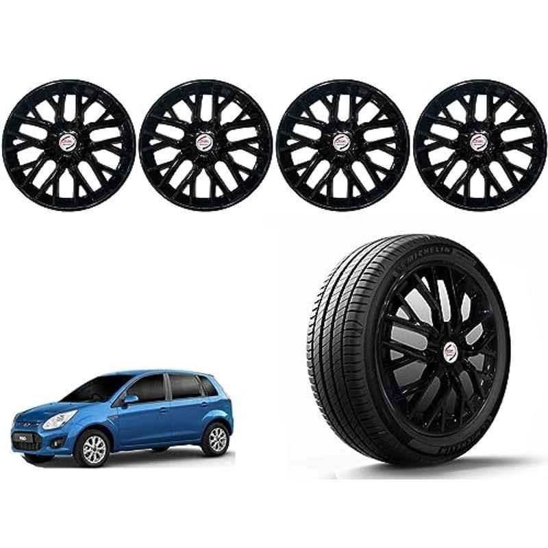 Auto Pearl 4 Pcs 14 inch Polypropylene Black Press Type Car Wheel Cover Set with Retention Ring for Ford Figo Type 1 2010-2012, 14WC_Phoenix_Black_FigoType1_2010_12