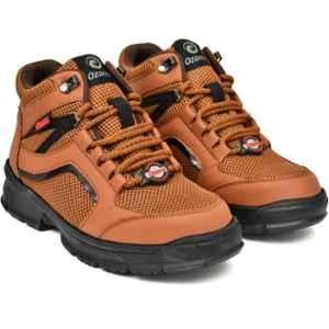 Ozarro Grain Leather Steel Toe Tan Safety Shoes, S4463, Size: 8