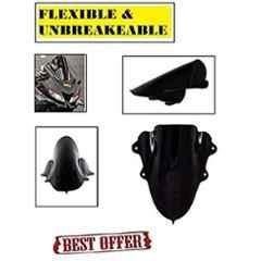 Meenu Arts Double Bolt Bubble Visor for Yamaha R15 V3 (Black) C-14