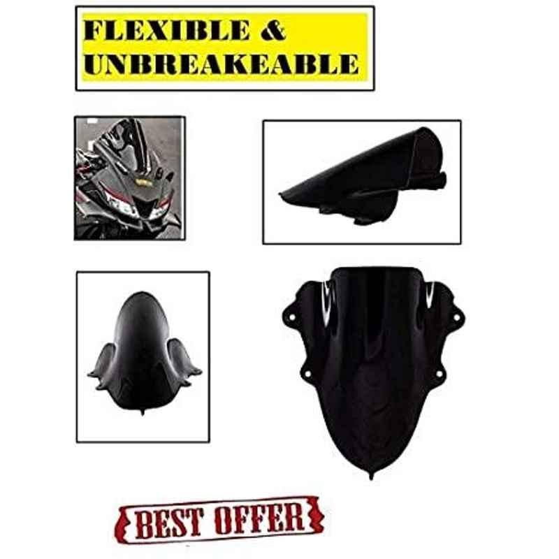 Meenu Arts Double Bolt Bubble Visor for Yamaha R15 V3 (Black) C-14-picture-33