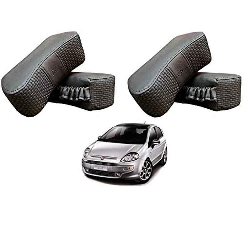 Kozdiko 4 Pcs CV Designer Grey Leatherite Neck Rest Car Cushion Pillow Set for Fiat Punto Evo