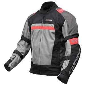 AllExtreme BAZOOKA Black & Red Unisex All Weather Adult Motorcycle Riding Jacket with Back & Elbow Guard Reflective Stickers & Abrasion Resistance, Size: M