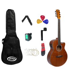 OTO 39 inch Basswood Brown Right Hand Orientation Acoustic Guitar, RJ-OTOGUI-BR-OPG