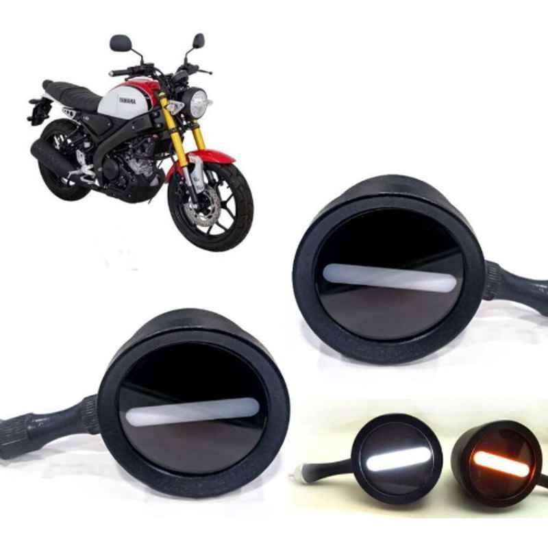 Auto Pearl 2 Pcs 12V Black Bike Front LED Indicator Light Set for Yamaha, F499