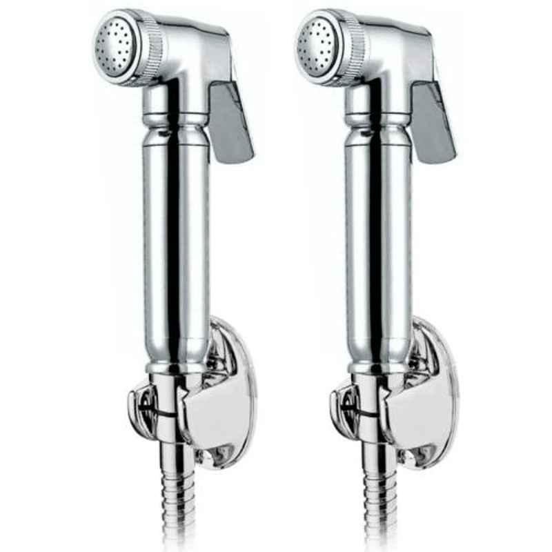 Drizzle Victoria 2 Pcs Plastic Chrome Finish Silver Health Faucet Set with 1m Flexible Tube & Wall Hook, AHFVICTORIASET2