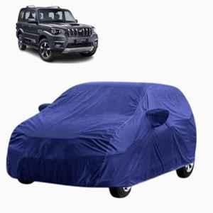 Aarex Auto Polyester Blue 100% Waterproof Car Body Cover with Mirror Pocket, Triple Stitch & All-Weather Protection for Mahindra Scorpio 2015-2025 Model