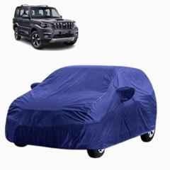 Aarex Auto Polyester Blue 100% Waterproof Car Body Cover with Mirror Pocket, Triple Stitch & All-Weather Protection for Mahindra Scorpio 2015-2025 Model