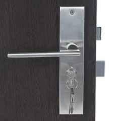 Handle Waala Luna-CYS-BSK 8 inch 60mm Stainless Steel Silver Cylindrical Plate Both Side Key Mortise Door Lock Set