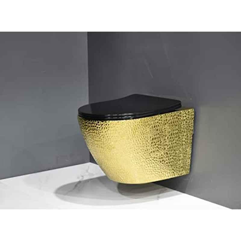 Buy InArt Ceramic Black & Gold Wall Mounted Rimless P Trap Western